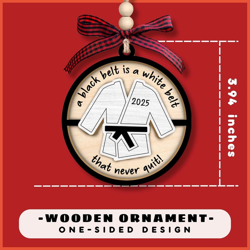 MAPDTWO Karate Ornament - Taekwondo Ornaments for Christmas Tree, Jiu Jitsu Christmas Ornaments - Karate Gifts for Boys, Girls, Lovers - Martial Arts Taekwondo Gifts - 2 Layered Wood Ornament 2025 - Image 2